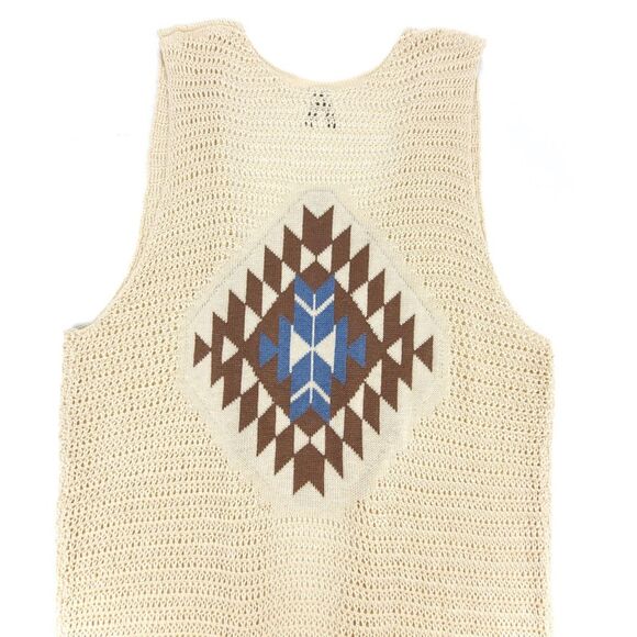 Stetson Beige and Navy Geometric Knit Vest - Picture 4 of 7